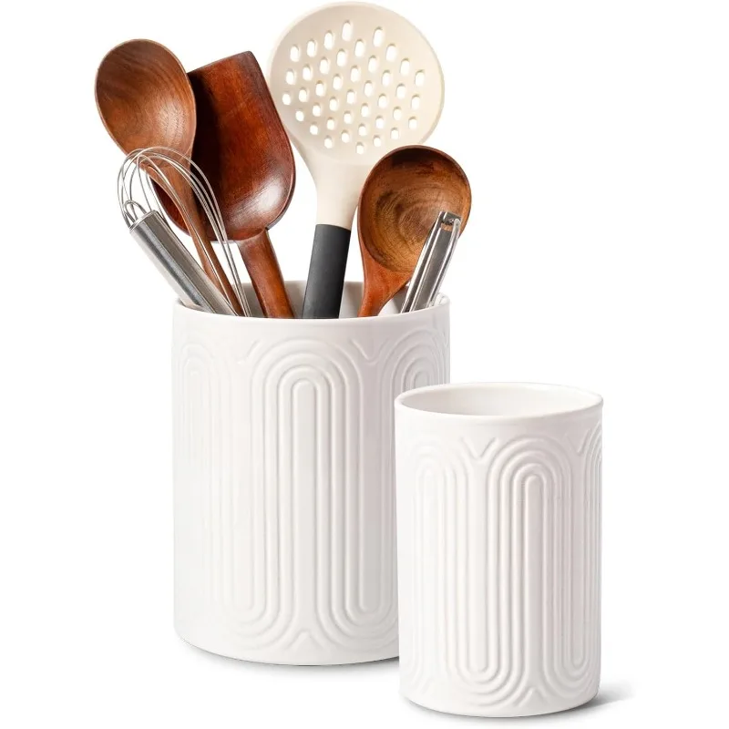 1/2PCS Ceramic Utensil Holder Arch-Design Kitchen Utensil Organizers for Countertop Suitable for Farmhouse And Kitchen