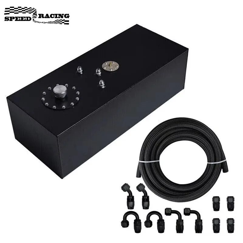 

19 Gallon Fuel Tank Aluminum Race Fuel Cell Gas Tank with Cap & Level Sender Black 6AN for Street Racing for Track Cars