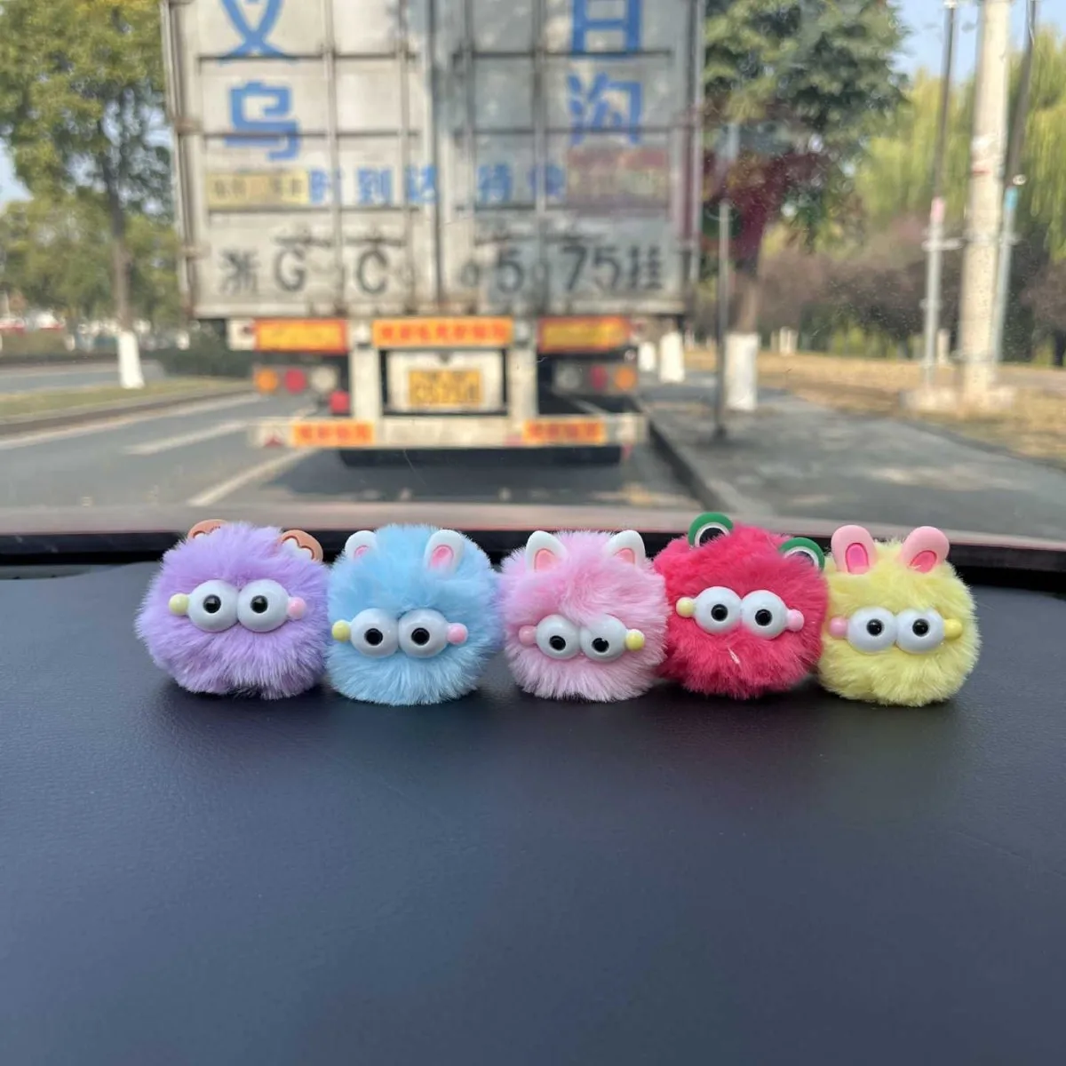 5PCS Cute Coal Ball Car Ornament Dashboard Figurine Auto Interior Decoration for Car Screen & Console Car Accessories