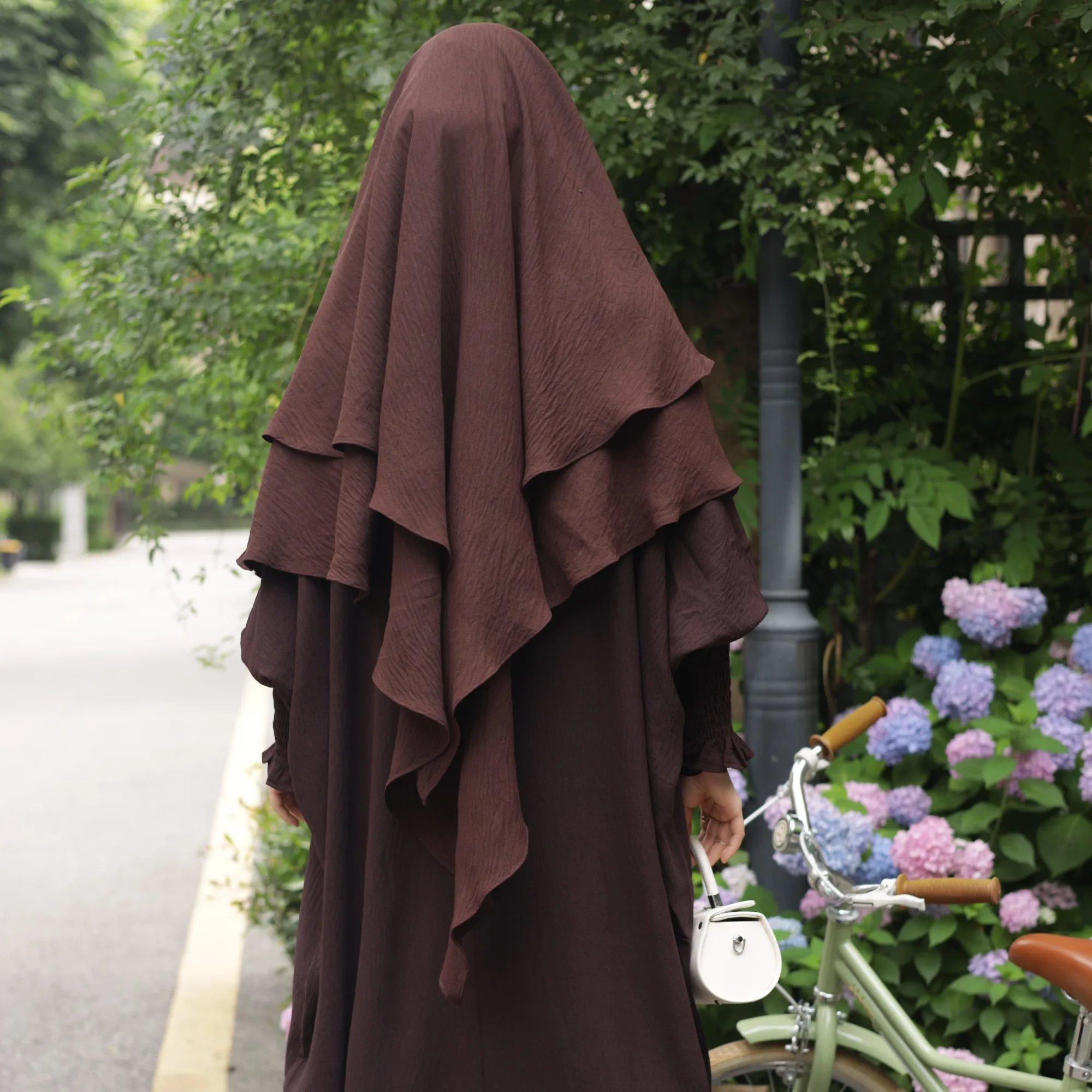 Hijabs de volta duas camadas longo khimar muçulmano feminino headcover lenço niqab dubai turco roupas islâmicas ramadan eid hijabi