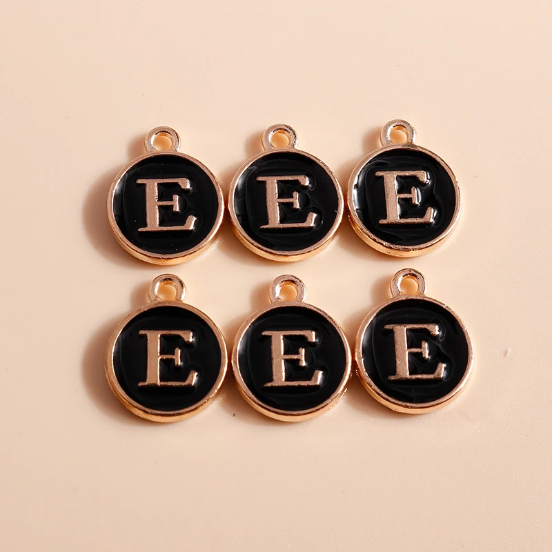20 Stück 12x15mm Niedliche Schwarze Emaille A-Z 26 Alphabet-Buchstaben Anhänger für Schmuckherstellung Ohrringe Halsketten DIY Bastelzubehör – Detail 7