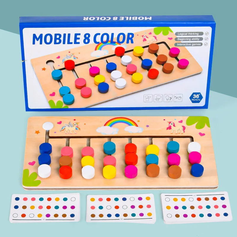 Giocattoli di apprendimento Montessori Puzzle di colore e forma Mobile, gioco logico di rompicapo abbinato giocattoli educativi precoci in legno per bambini