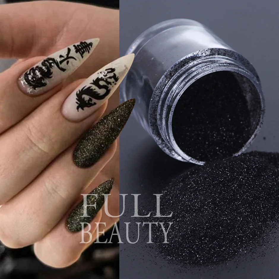 Dompelen Poeder Voor Nagels Zwart Wit Chroom Pigment Stof Suiker Nail Art Glitter Pailletten Gel Polish Manicure Accessoires SAMN-1