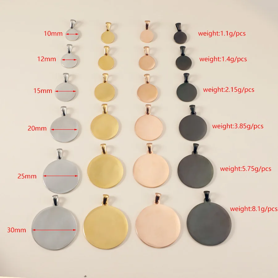 Fnixtar 20 Stück Edelstahl runde Scheibenanhänger mit Verschluss DIY Halskette Schmuck Zubehör hochglanzpoliert Großhandel – Detail 1