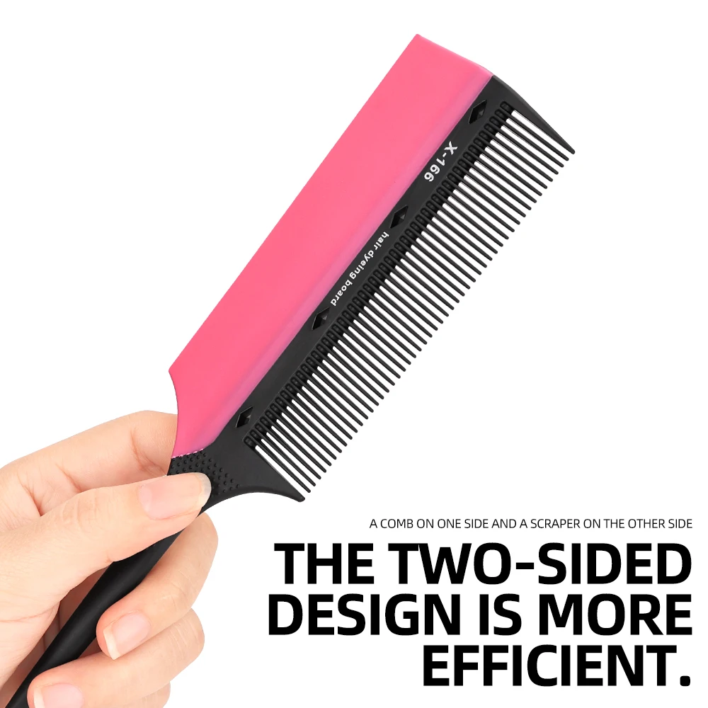 Salon 2-in-1 Hair Dye Brush and Comb Set Gradient Coloring Tool for Precise Color Highlights Fine Tooth Tip-Tail Styling
