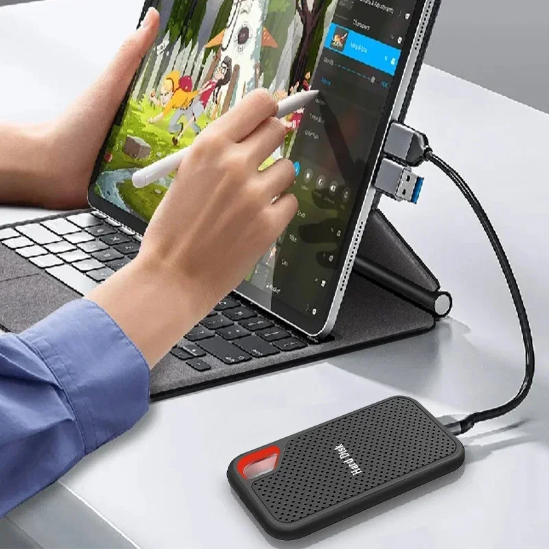 محرك الأقراص الصلبة الخارجي 1 تيرا بايت SSD محمول 4 تيرا بايت محرك الأقراص الصلبة الخارجي USB 3.2/Type-C قرص صلب تخزين عالي السرعة للكمبيوتر/Mac/الهاتف