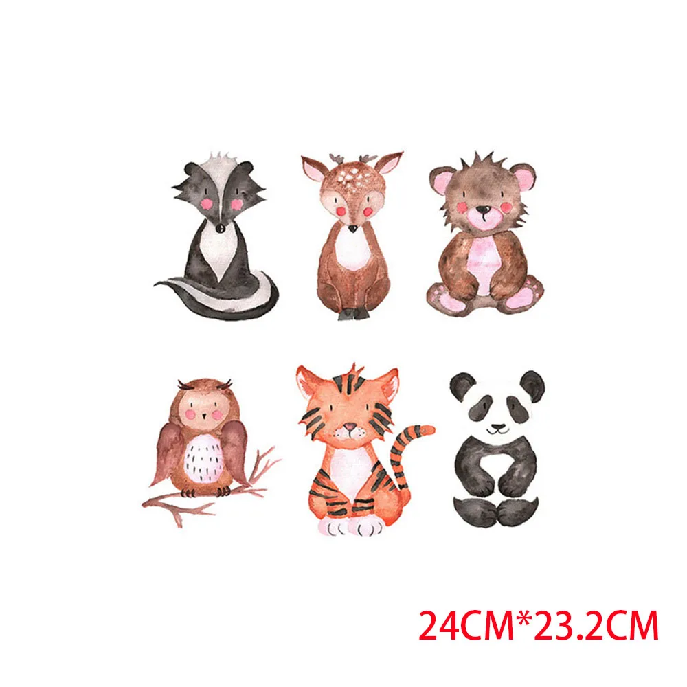 Cute Small Animal Iron on Transfers DIY Cartoon Heat Transfer Vinyle Patch Ironing Thermal Stickers Clothes T Shirt Applique