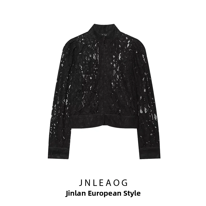 Fashionable Versatile Lace Suit Jacket Women's Autumn New Style JNLEAOG Standard Fit Polyester Long Sleeve Regular Length