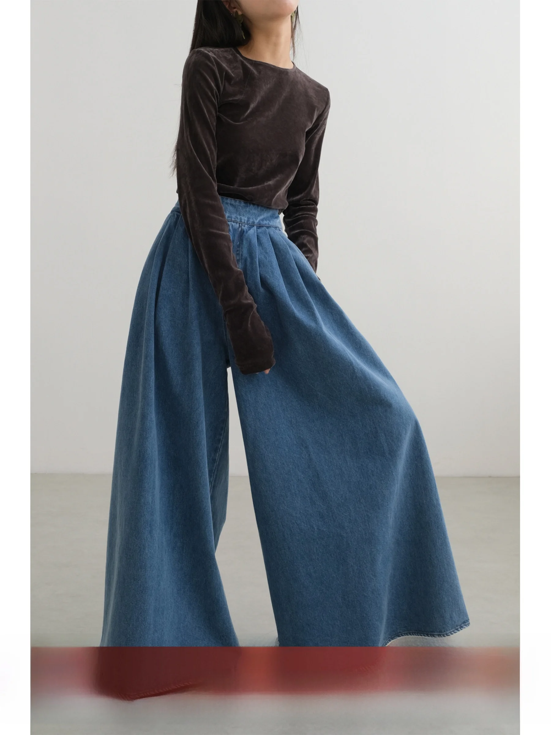 

Женские джинсы Sli с высокой талией и широкими штанинами, модные, из хлопка, прямого кроя, слегка эластичные, для повседневной носки, осенняя коллекция