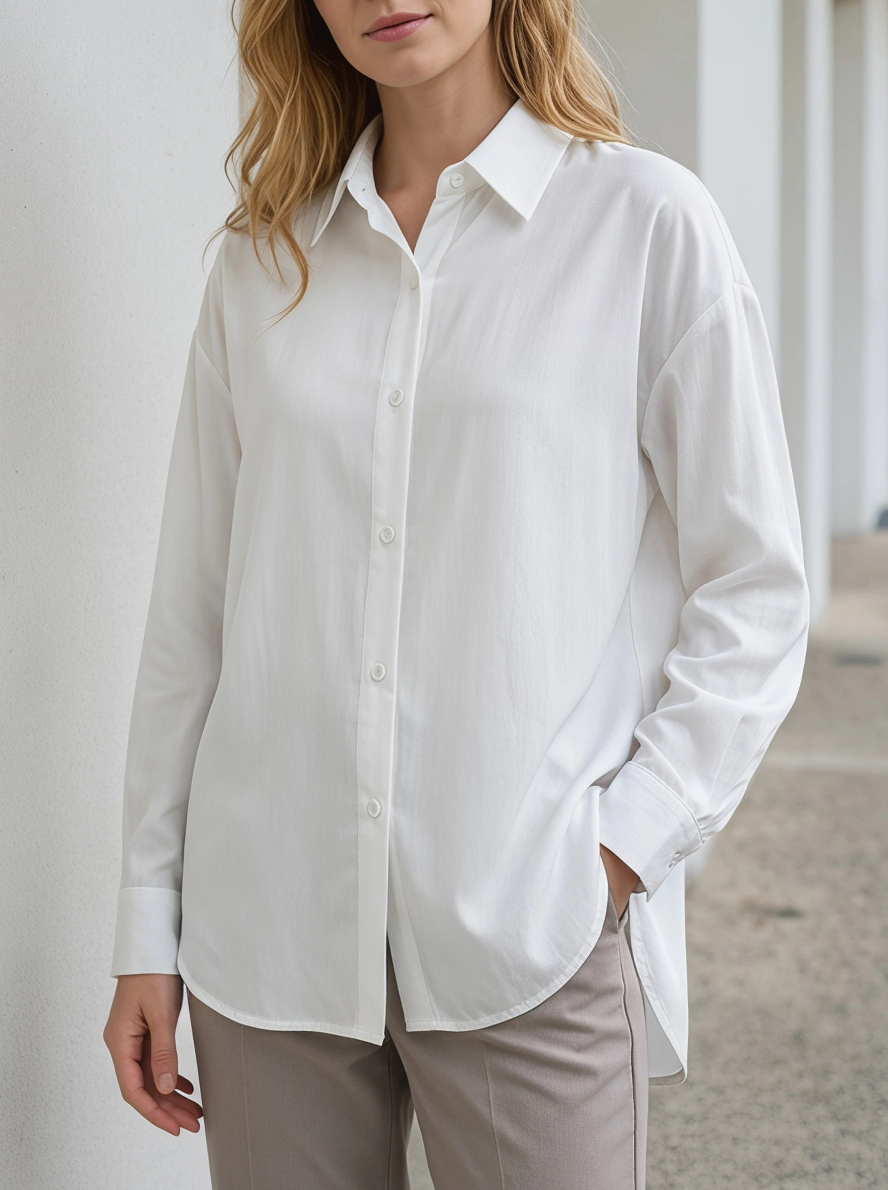 

Rosa fera Women's Loose Fit Button Down Shirt Casual Long Sleeve Turn Down Collar Office Blouse