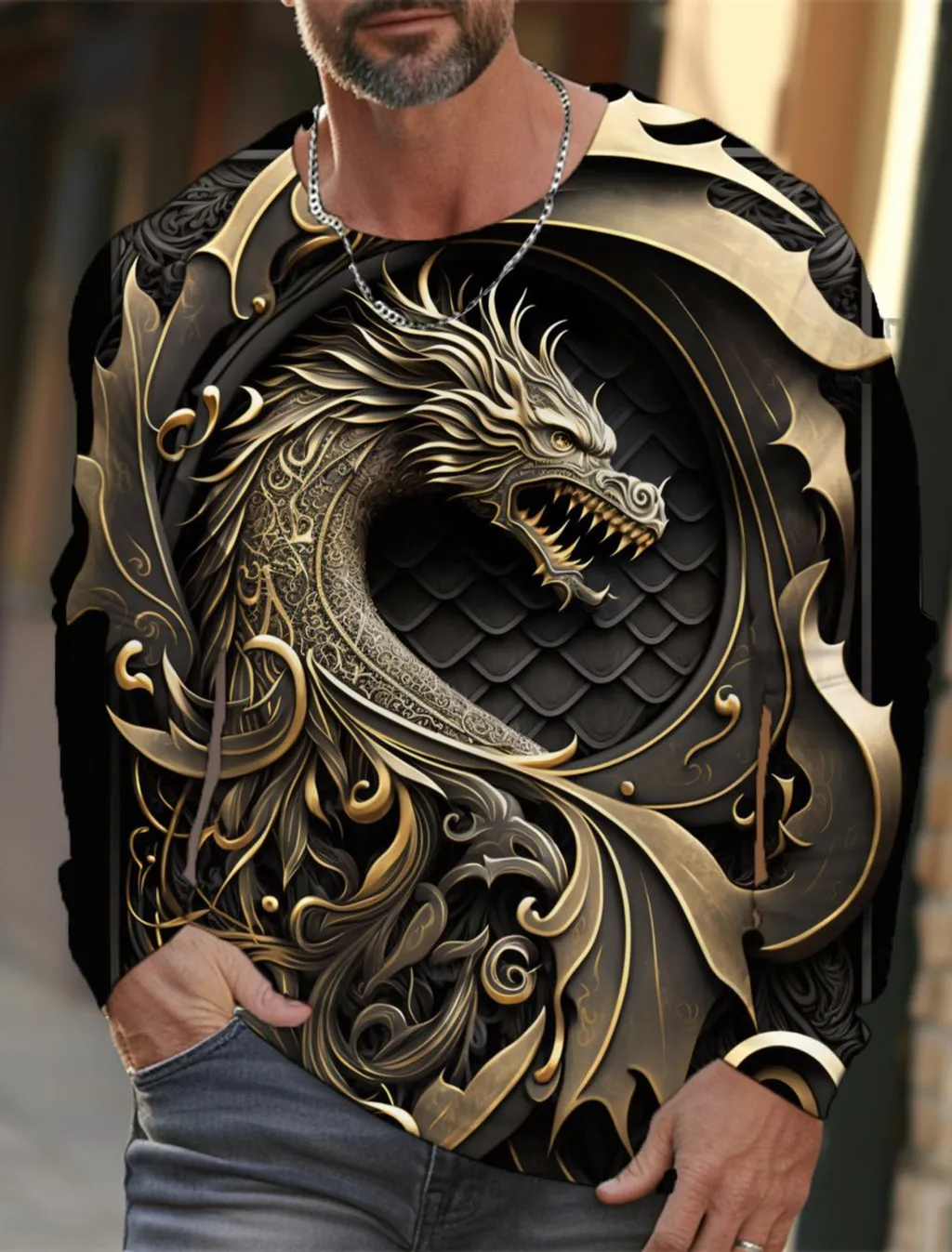 Dragon Men's Long Sleeve T-shirt For Men Clothing Casual Top Tee Shirt Fashion Harajuku 3D Full Printing Clothing Streetwear