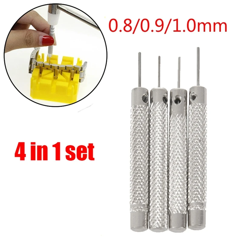 4Pcs Watch Repair Tool Pin Punch 0.7mm/0.8mm/0.9mm/1.0mm Watchmaker Band Strap Bracelet Steel Punch Link Pin Remover