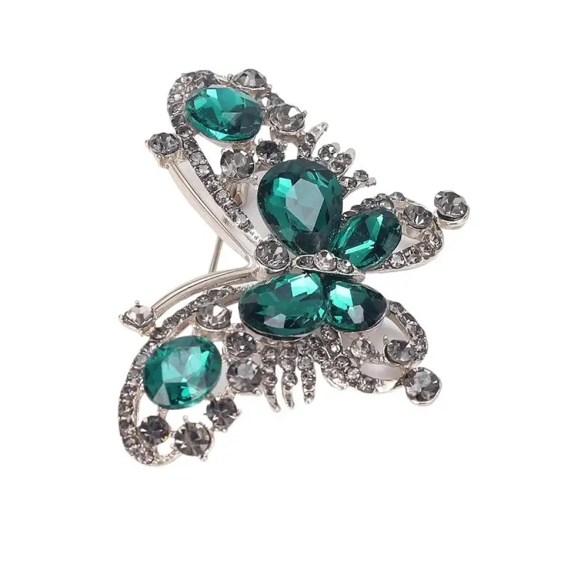 Broches de mariposa de cristal con diamantes de imitación a la moda para mujer, ropa, abrigo, accesorios de fiesta, regalos