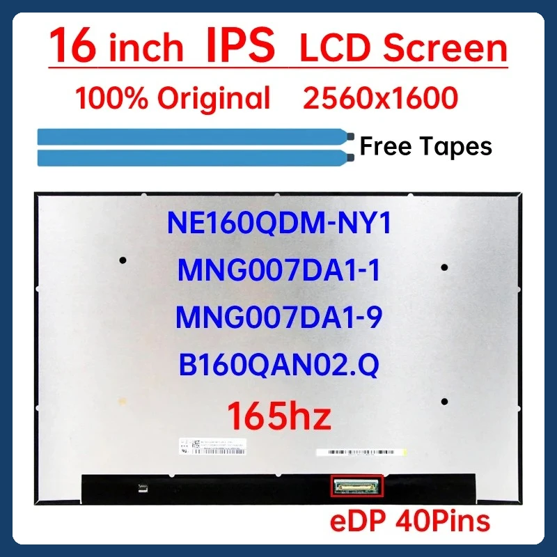 

16" Laptop LCD Screen NE160QDM-NY1 MNG007DA1-1 MNG007DA1-9 B160QAN02.Q For Lenovo Legion 5 Pro 16ACH6H 7-16ACHg6 Display Panel