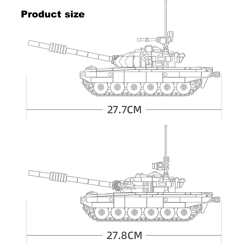 WW2 Military 770 PCS ARMY T-72B3 Dual Variable Main Battle Tank MBT Building Blocks Soldiers Army Weapon DIY Bricks Kids Toys