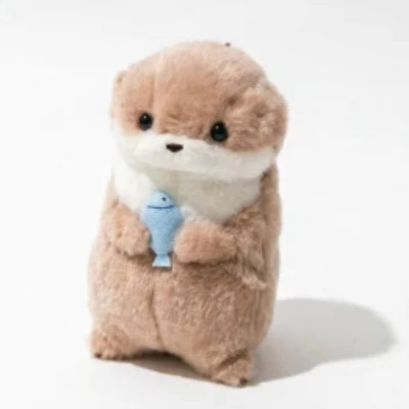 New cute Otter Holding Fish Plush Doll Keychain Soft Stuffed Animal Pendant Creative Amuse Gift Toy For Fans Friends Birthday