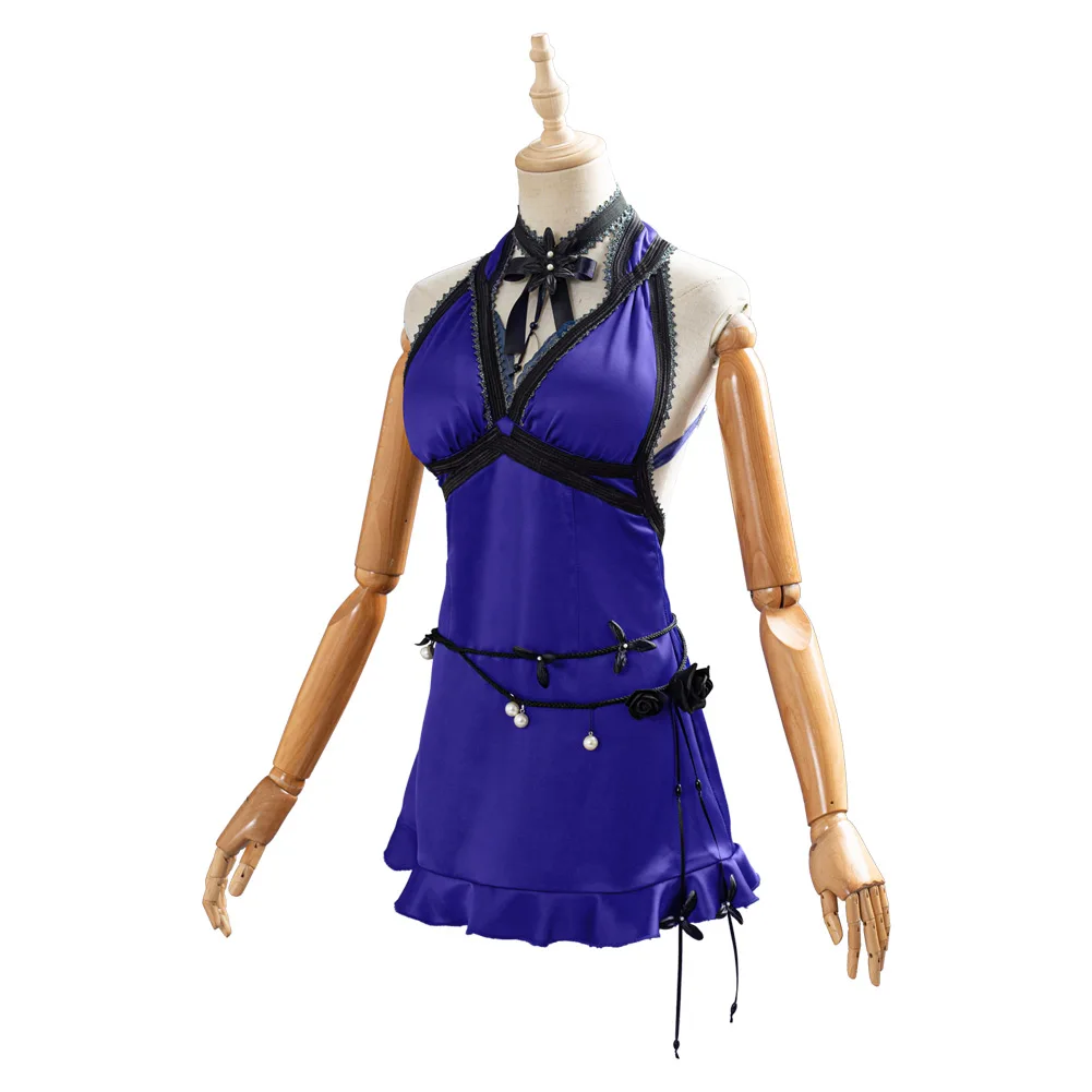 Final Fantasy Remake Tifa Cosplay Blue Ceremonial Dress Costume Accessories Outfits Adult Women Girls Halloween Carnival Suit