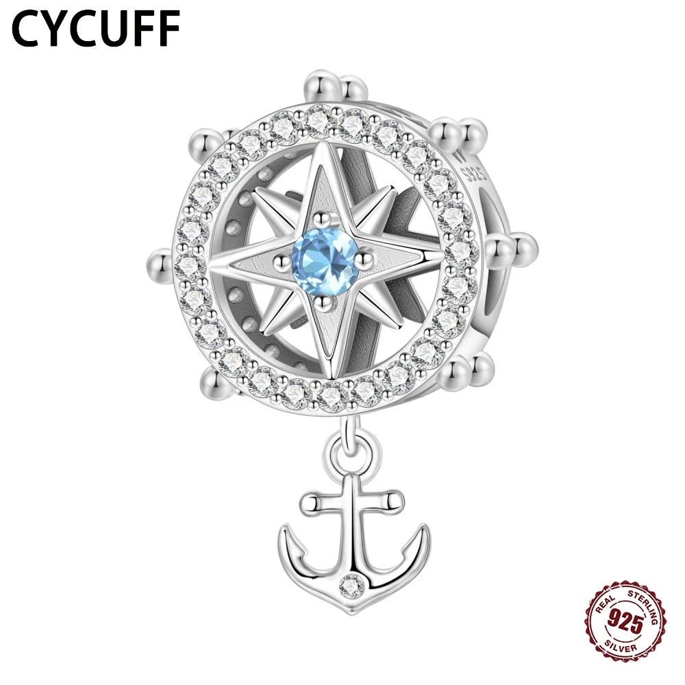

CYCUFF 2025 New S925 Sterling Silver Rudder Tassel Anchor Zircon Beads For Women Bracelet Fine Jewelry Party Trendy Gifts Making