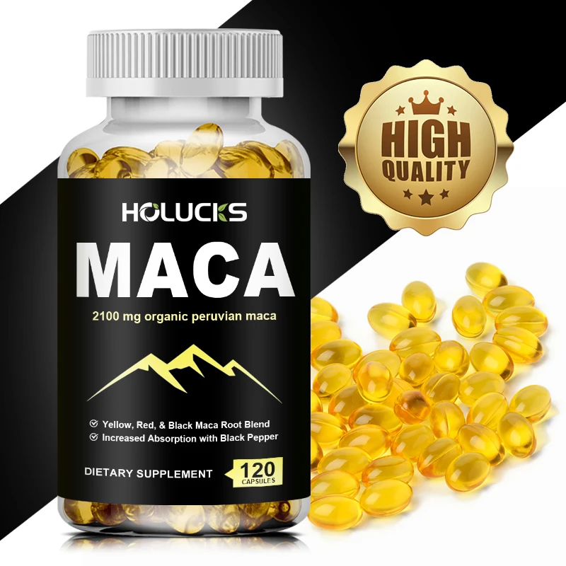 Organic Maca Root Powder Capsules, Maximize Vitality, Performance, for Health, Endurance, Muscle Mass, Best Gift for Men & Women