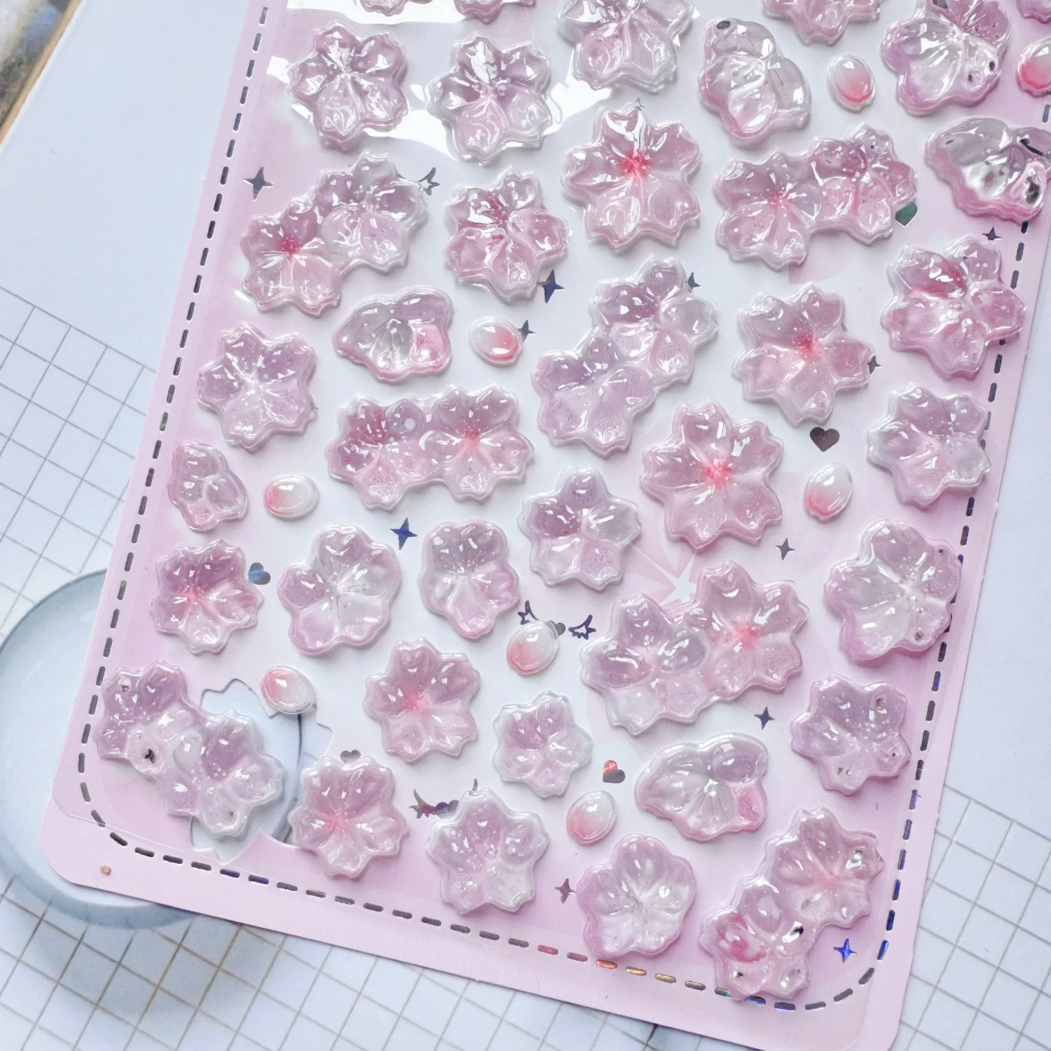 NEKONI 3D Relief Sakura Petal Stickers Cherry Blossom Journaling DIY Diary Stationery Sticker Decor School Supplies Gift