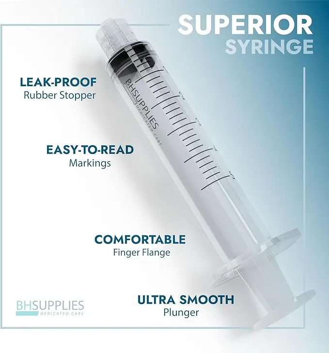 Jeringa Luer Lock de 5cc, 5ml, Esterilizada, Empaque Individual, Hipodérmica, para Medir Nutrientes, Múltiples Usos, Inyector, Muestreador de Pegamento, Laboratorio