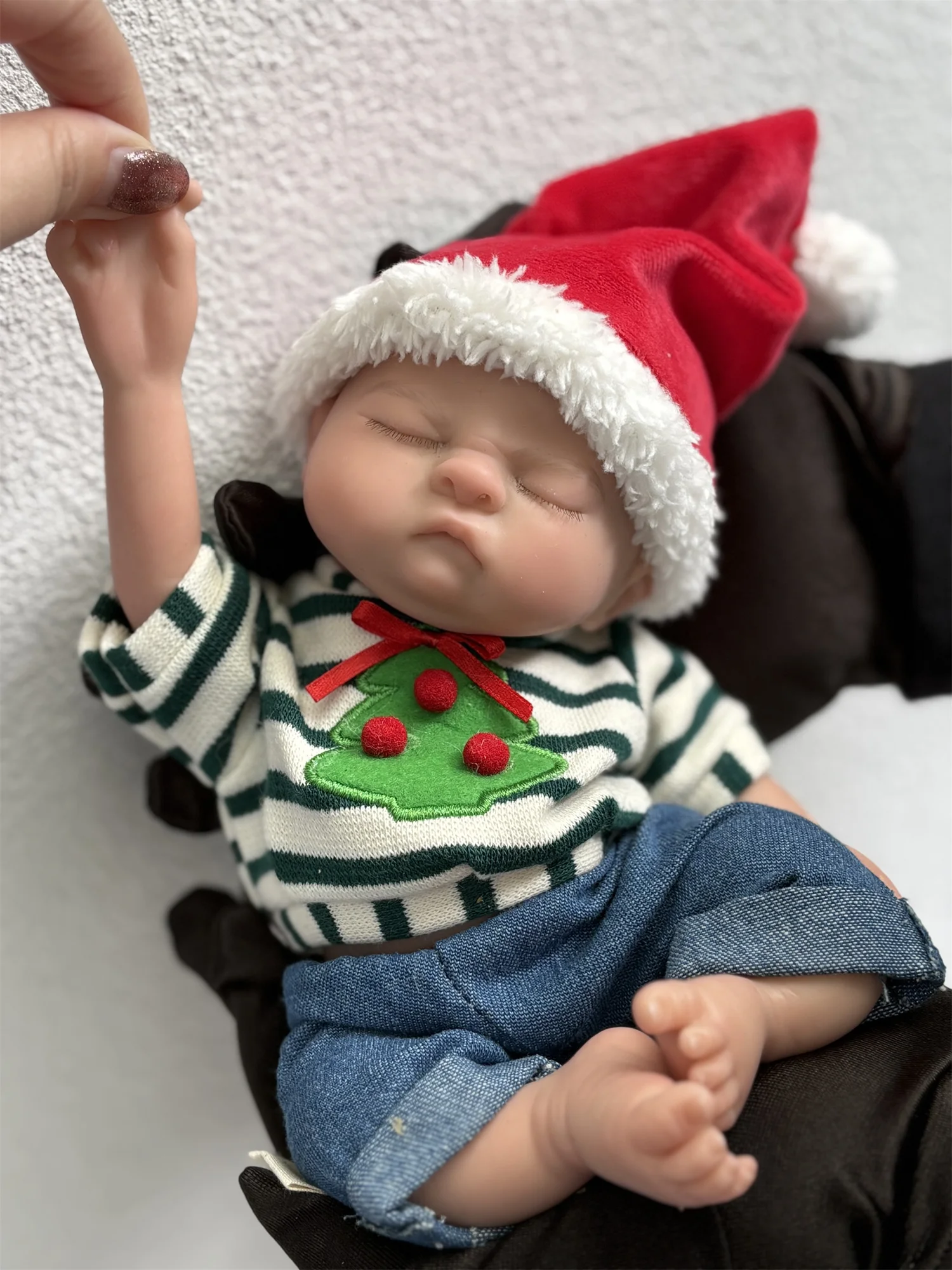 

28 см моющаяся силиконовая кукла Reborn для всего тела с закрытыми глазами и ресницами, 3D краска для кожи, мягкая, реалистичная, реалистичная, Bebe Reborn