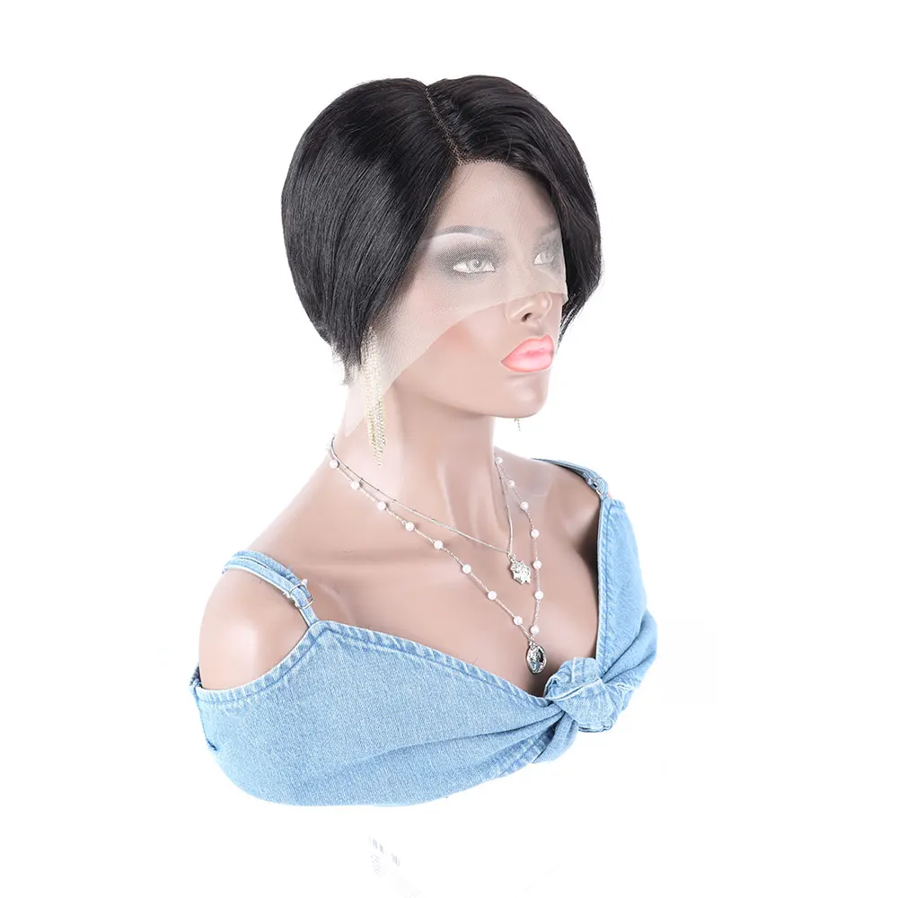 Krótka peruka Bob 13x1 Lace Frontal Wig Natural Color Pixie Cut Part Lace Front Wigs Brazylijskie proste peruki z ludzkich włosów dla kobiet