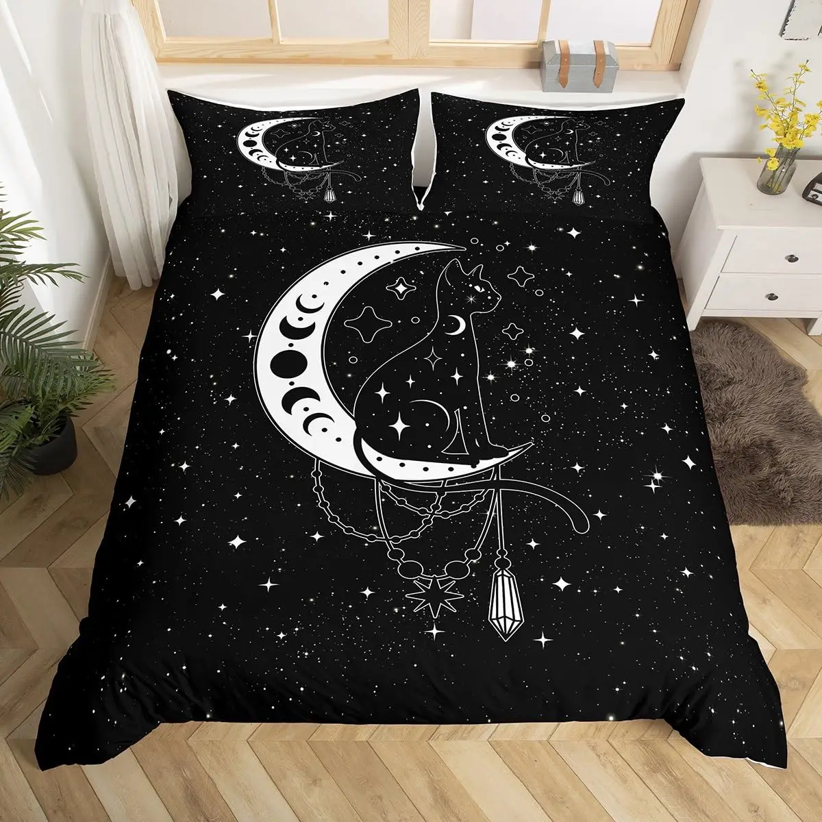 

Moon Comforter Cover Set Queen King Single Twin Size Moon Bedding for Kids Teens Adults 1 Comforter Cover 2 PillowCases No Quilt