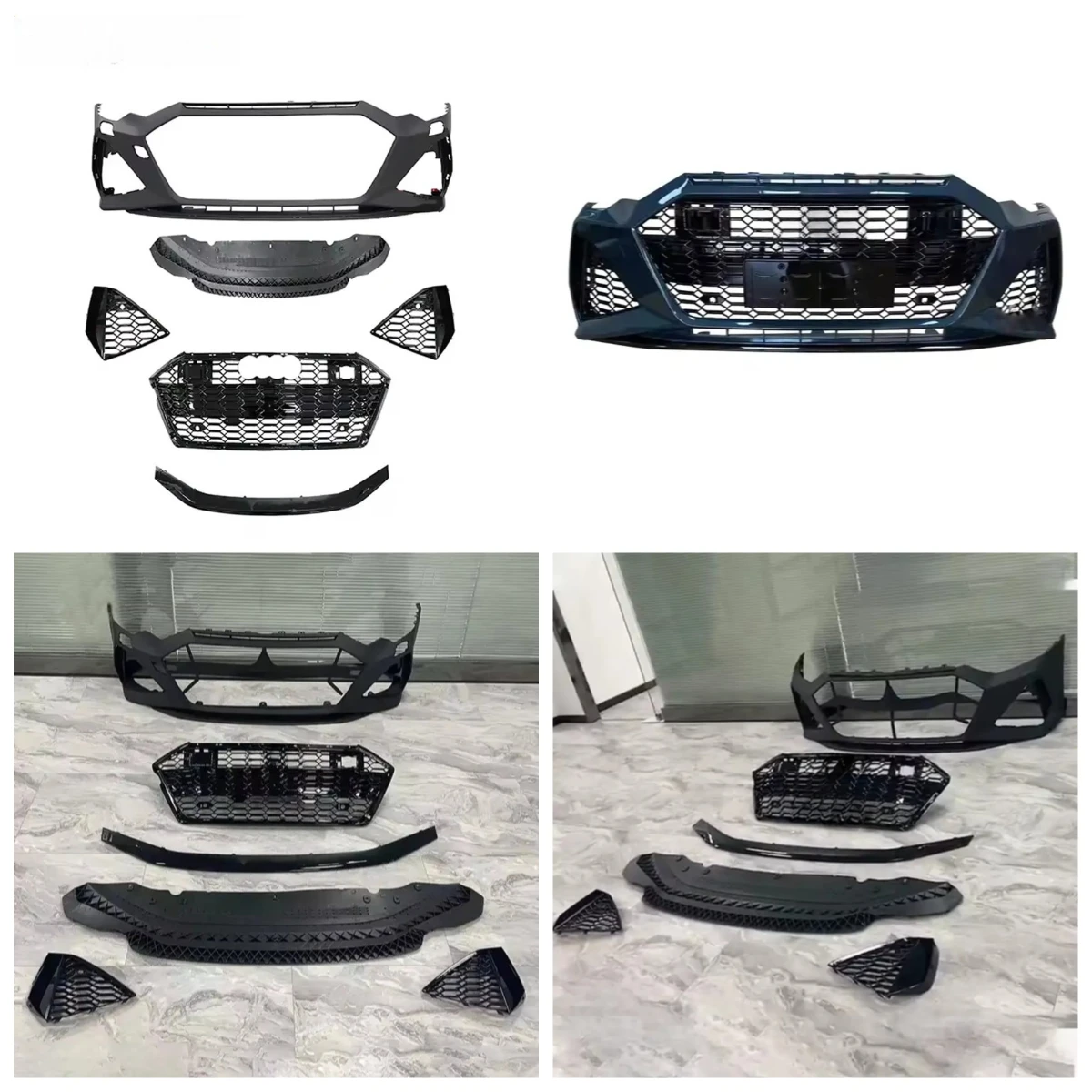

Stlf Car Modified Front Bumper With Honeycomb Grille Body Kit For A6 C8 2019-2020 Upgrade To RS6 1:1 Front Bumper Body Kits