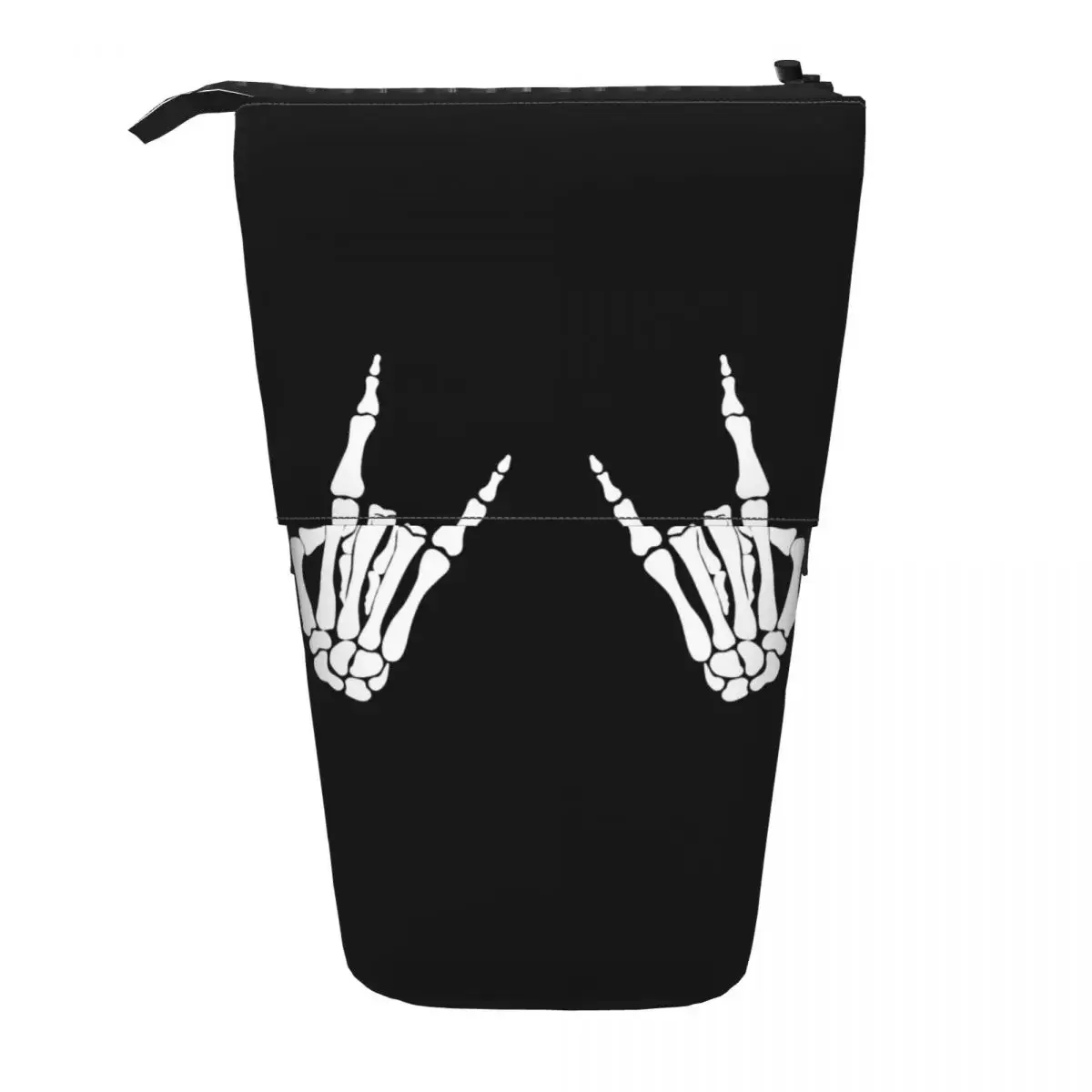 Federmäppchen mit Aufdruck „Skelett-Hände-Gesten“, wendbar, Federmäppchen zur Aufbewahrung, Federtasche für Schüler, Schule
