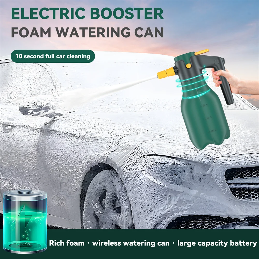 Electric Car Wash Spray Bottle 2L Electric Foam Sprayer High-pressure Wireless Design Automatic Injection Mode Watering Can