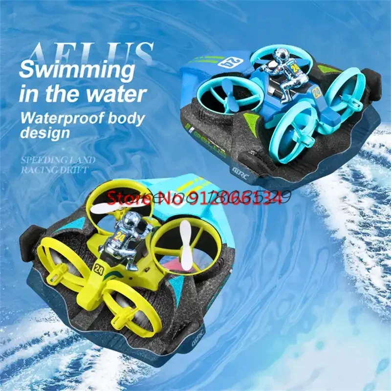 Water Land Air Amphibious Waterproof Remote Control Hovercraft Boat 2.4G 3 In 1 360° Rotate Roll Attitude Hold Headless RC Drone