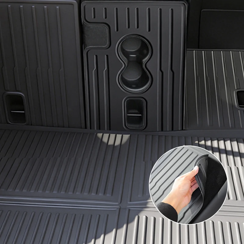 For 2025-2026 Model Y Juniper Standard Edition 7PCS TPE Floor Liners Custom Fit Seat Backrest & Trunk Mats All Weather Waterproof Anti-Slip Odorless view 7