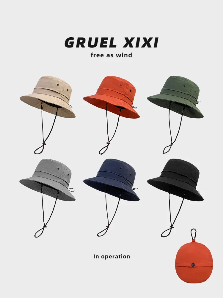 Summer Outdoor Sunscreen Bucket Hat Wild Camping Thin Quick-drying Sun Hat Foldable Storage Hiking Hat