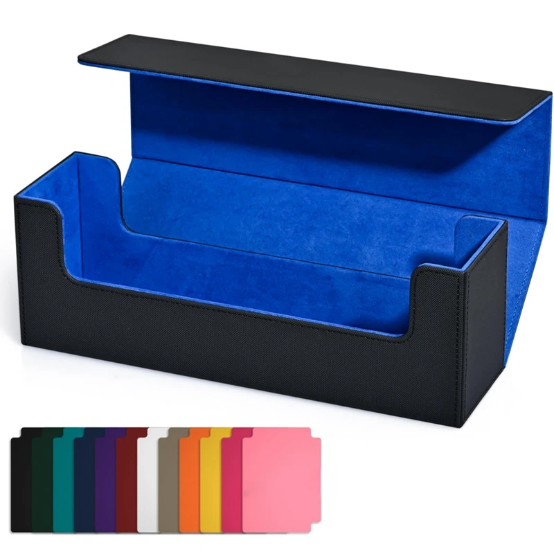 Card Storage Box For Trading Cards Magnetic Closure Card Holder For Magnetic Game Cards Blue+Black