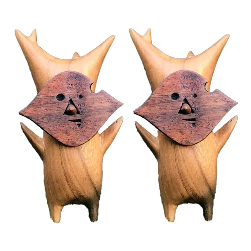 D9-2PCS Wood Statue… - image
