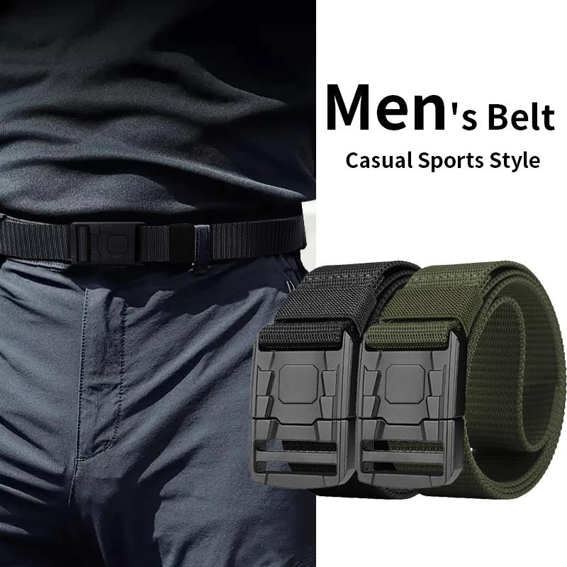The New Men's 120cm Buckle Belt Nylon Braided Lightweight Breathable Daily Commuter Men's Belt