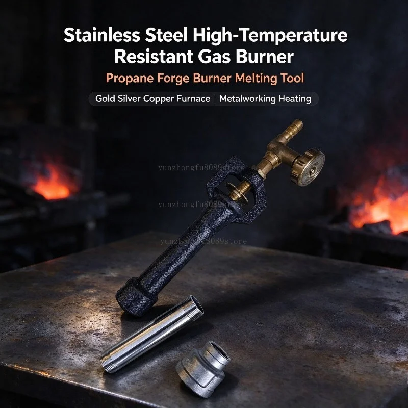 Stainless Steel High-Temperature Resistant Gas Burner, Propane Forge Burner, Professional Melting Tool