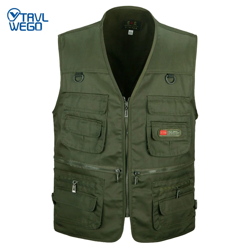 

TRVLWEGO Men Spring Autumn Outdoor Casual Fishing Vest Multi Pocket Tank Breathable Camping Hunting Hiking Photography Jacket