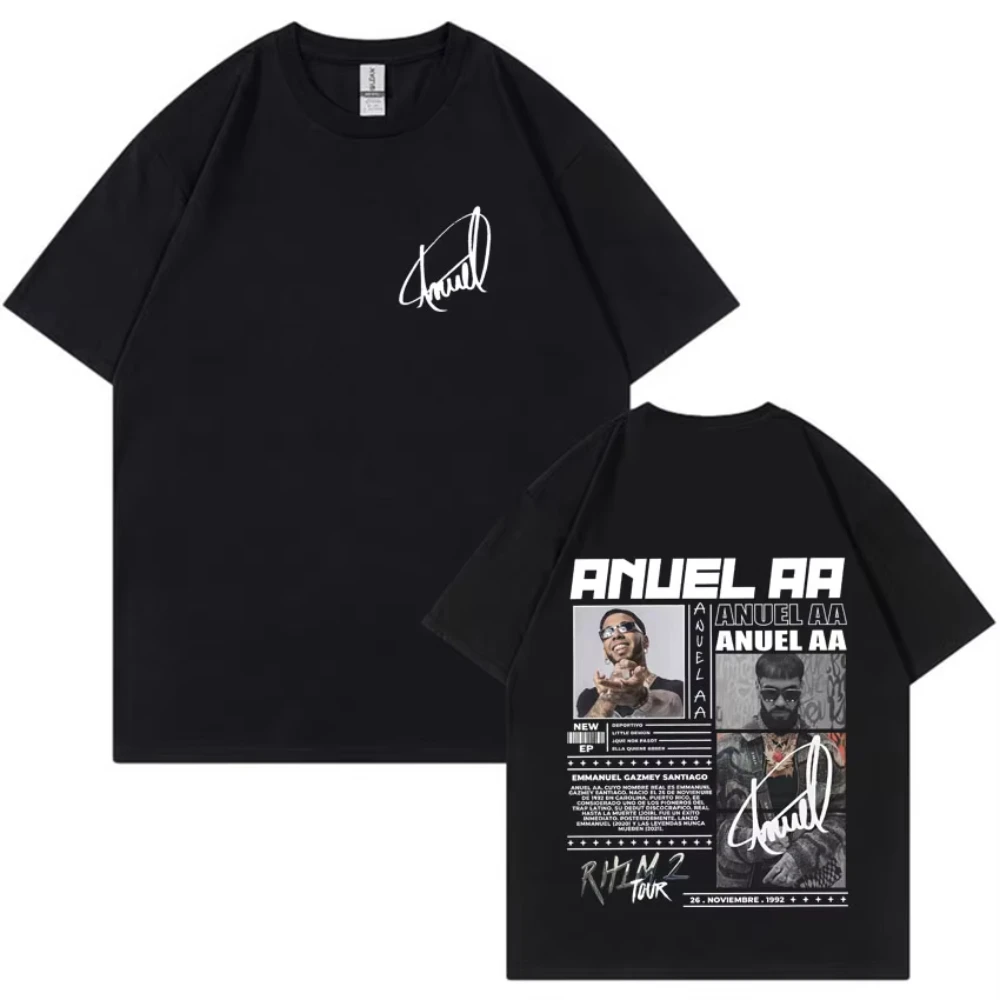 2026 Hot Sale Rapper ANUEL AA Real Hastala Muerte Tour Aesthetic Oversized Crewneck T Shirts Men Fashion Cotton Short Sleeve Tee