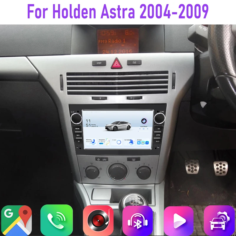 

7" 4+64GB For Holden Astra 2004-2009 Car Radio Steering wheel control 2DIN Head Unit Wireless Carplay Android 15 Auto FM