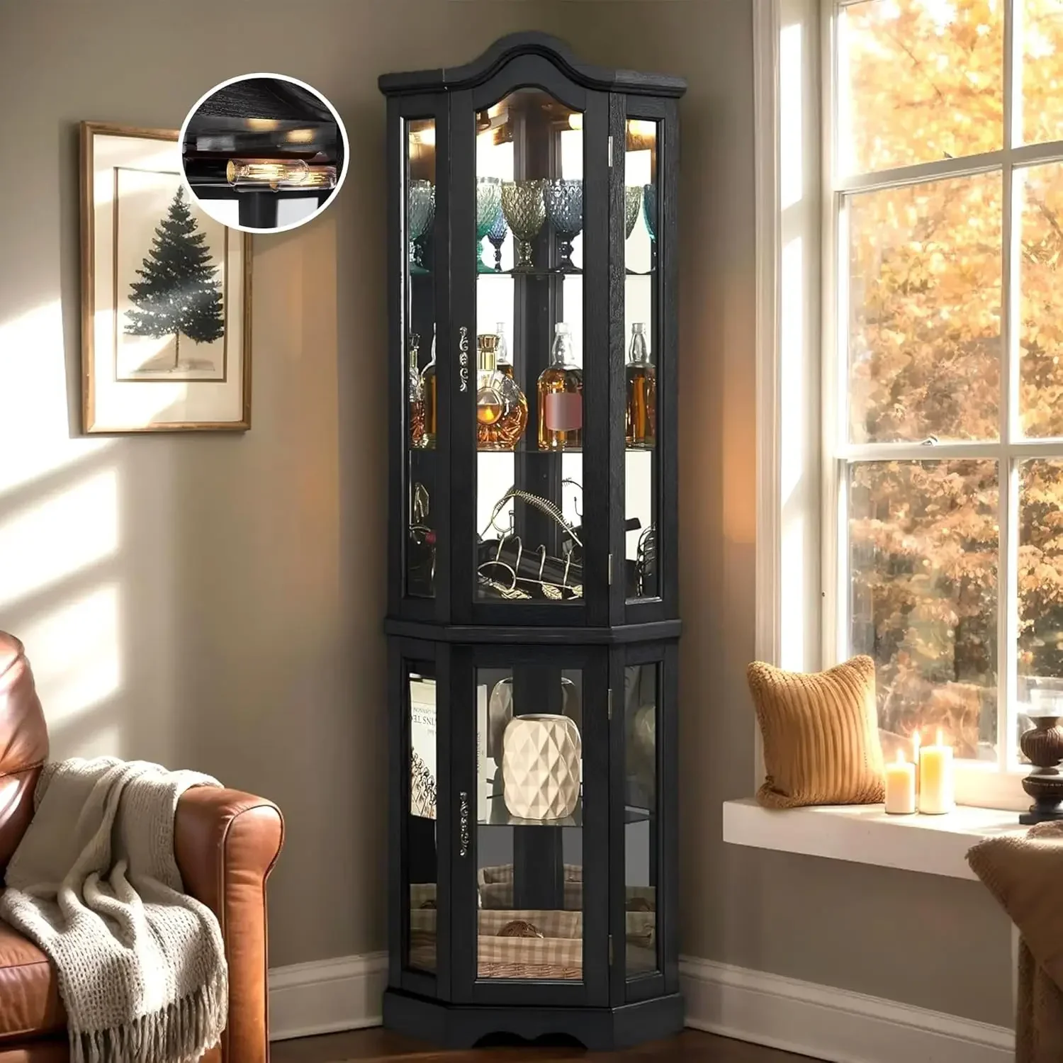 Corner Curio Cabinet, 70.5