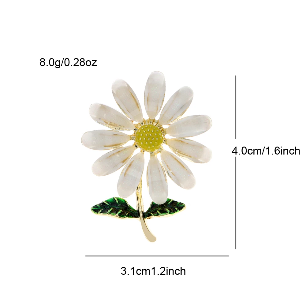 CINDY XIANG White Color Daisy Flower Brooches For Women Summer Fashion Plant Pin Wedding Accessories Hat Jewelry