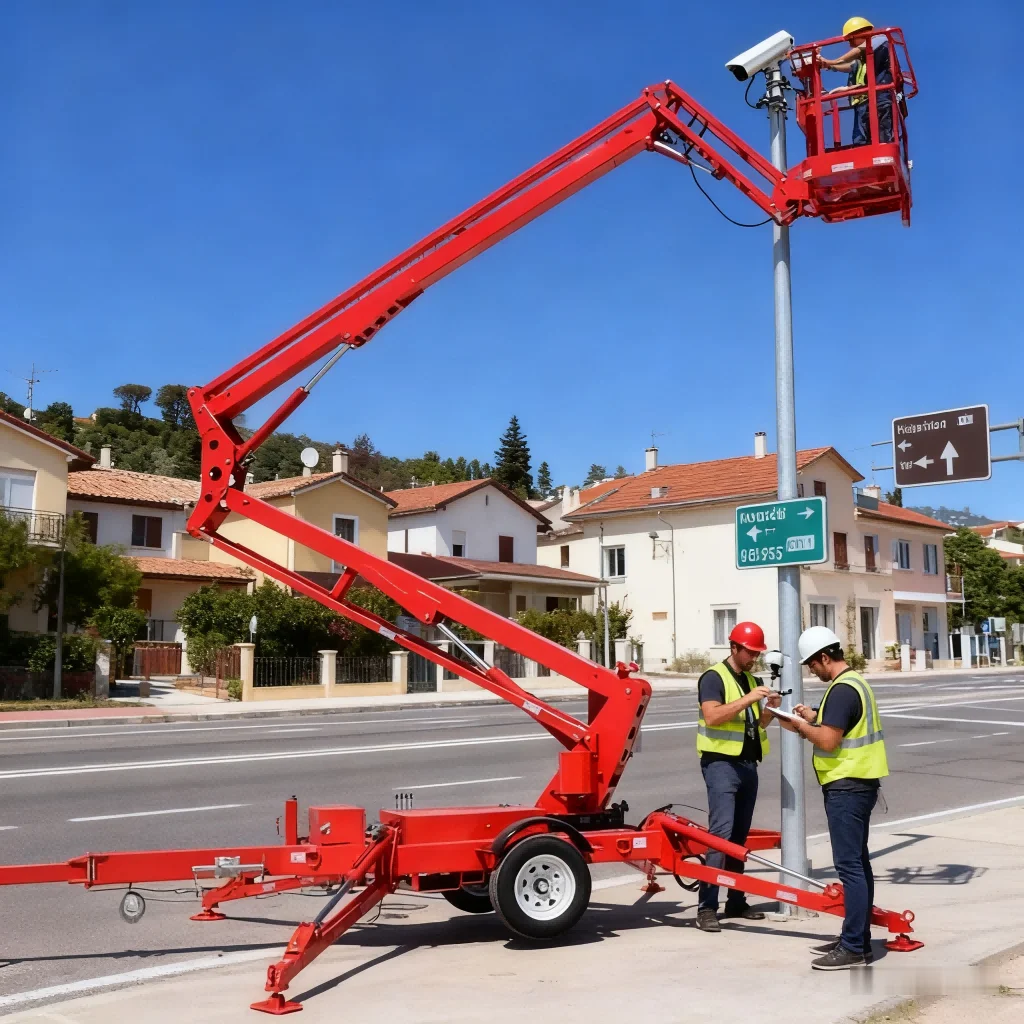Mobile Towable Boom Lift Trailer 18m 20m Cherry Picker Telescopic Lift Tables Boom Lifts For Sale