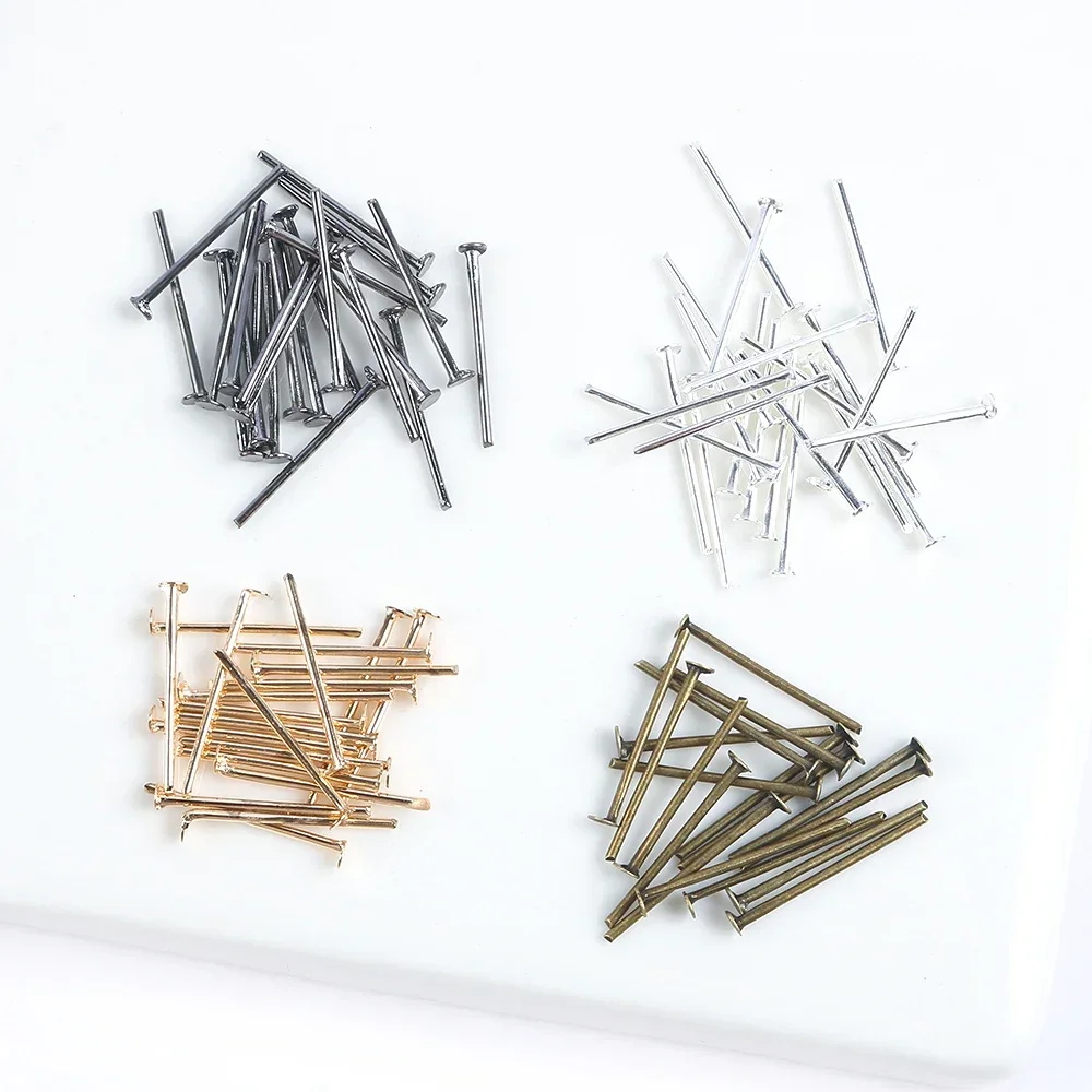 

200pcs Solid Color Metal Alloy Flat Needle Eye Head Pins Eye Pins Findings For Diy Jewelry Making Jewelry Making Materials