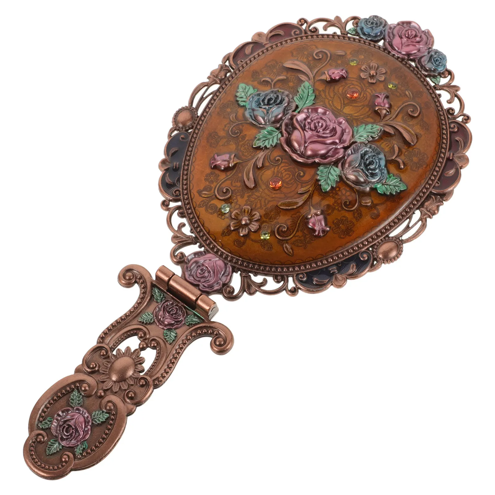 

Портативное складное зеркало для макияжа в винтажном стиле из цинкового сплава для женщин, девушек и подростков, для использования в сумочке