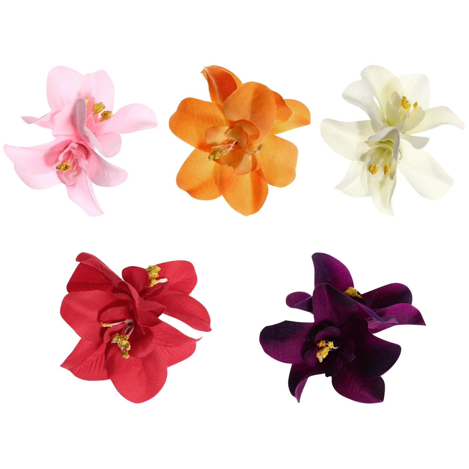 5 Pcs Flower Girl Orchid Hairpin Bride Claw Clips Hawaiian Accessories Flowers for Women