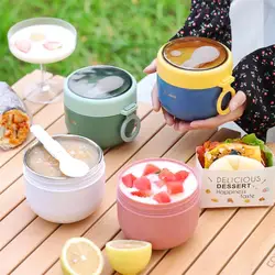 600ml Breakfast Cups Cereal Nut Yogurt Salad Soup Cup Container With Fork Thermal Microwave Food Storage Bento Box Lunch Box