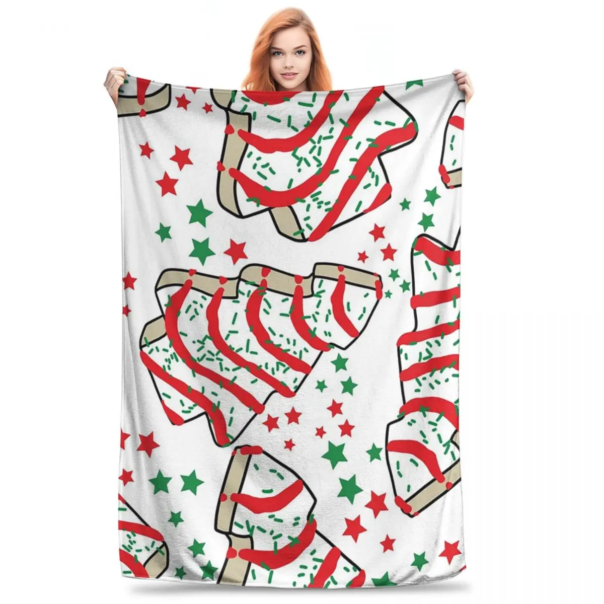 Christmas Tree Snack Cakes Blanket Flannel Multi-function Throw Blankets Throw Blanket For Home Bedroom Travel Throws Bedspread