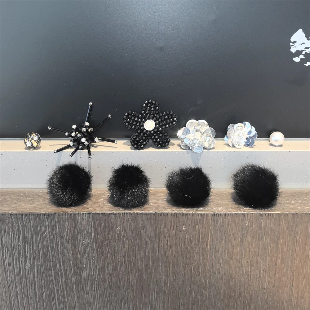 Clog Shoe Charms Plush Pom Pom Beaded Faux Crystal Detachable DIY Accessories for Garden Clogs Premium Lightweight Multicolor